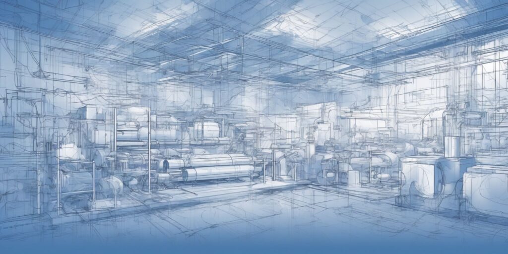 Blueprints in illustration style with gradients and white background