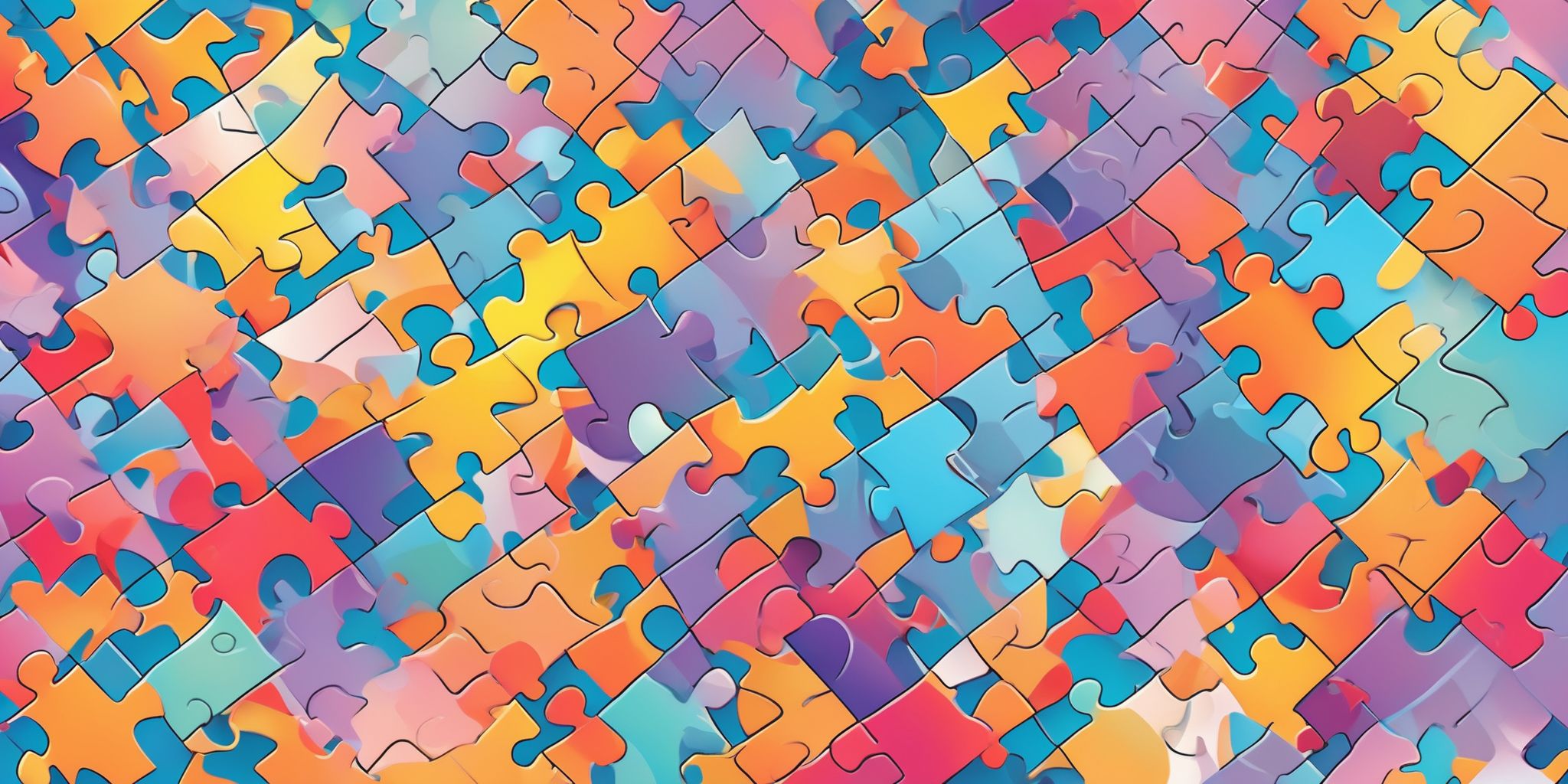 Puzzle in illustration style with gradients and white background