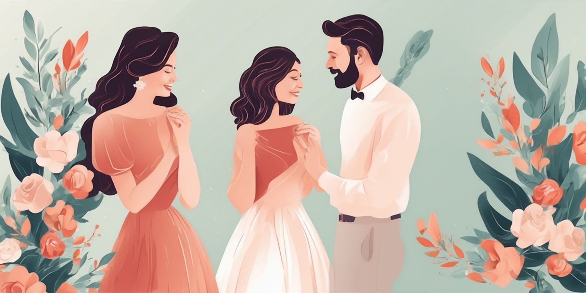 Engagement in illustration style with gradients and white background