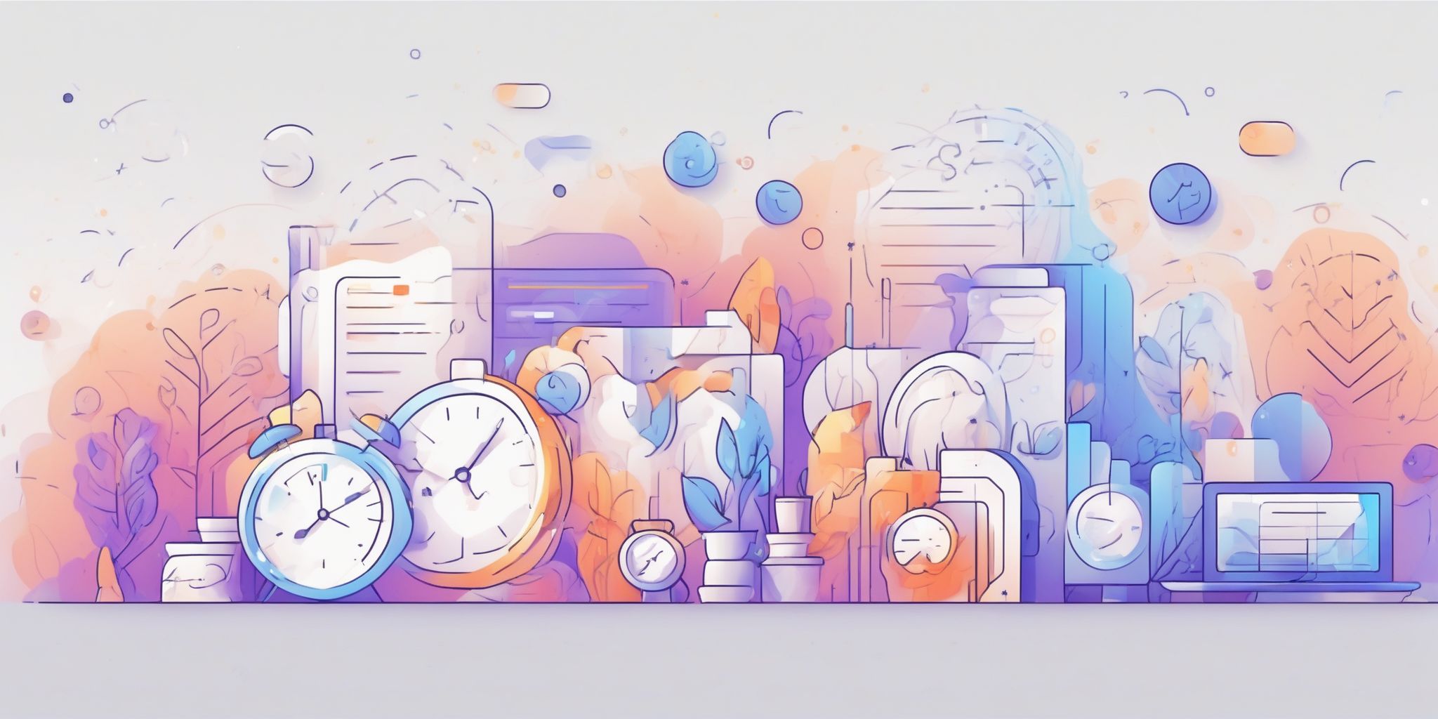 Hourly rate in illustration style with gradients and white background