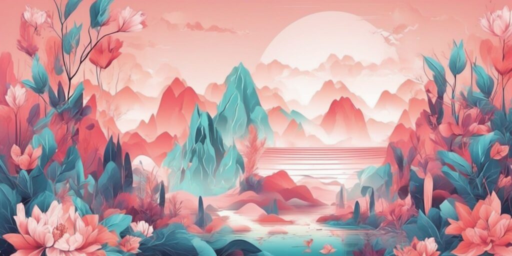 Aesthetics in illustration style with gradients and white background