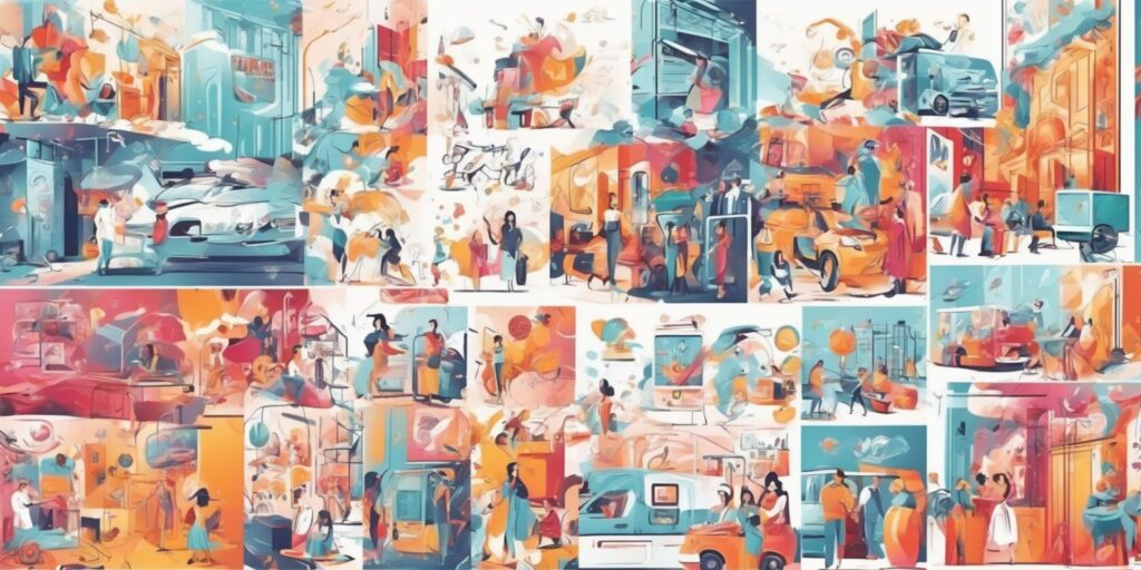 advertising in illustration style with gradients and white background