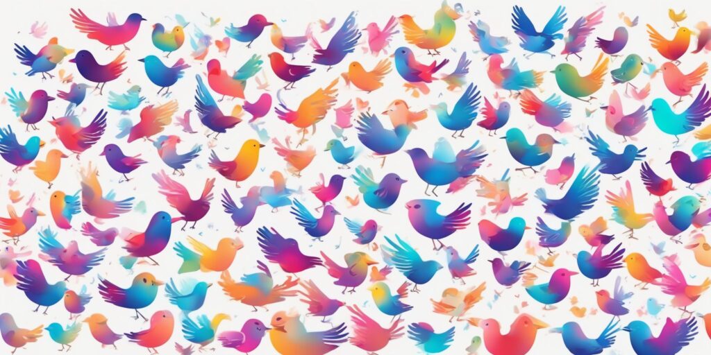 Retweets and likes in illustration style with gradients and white background