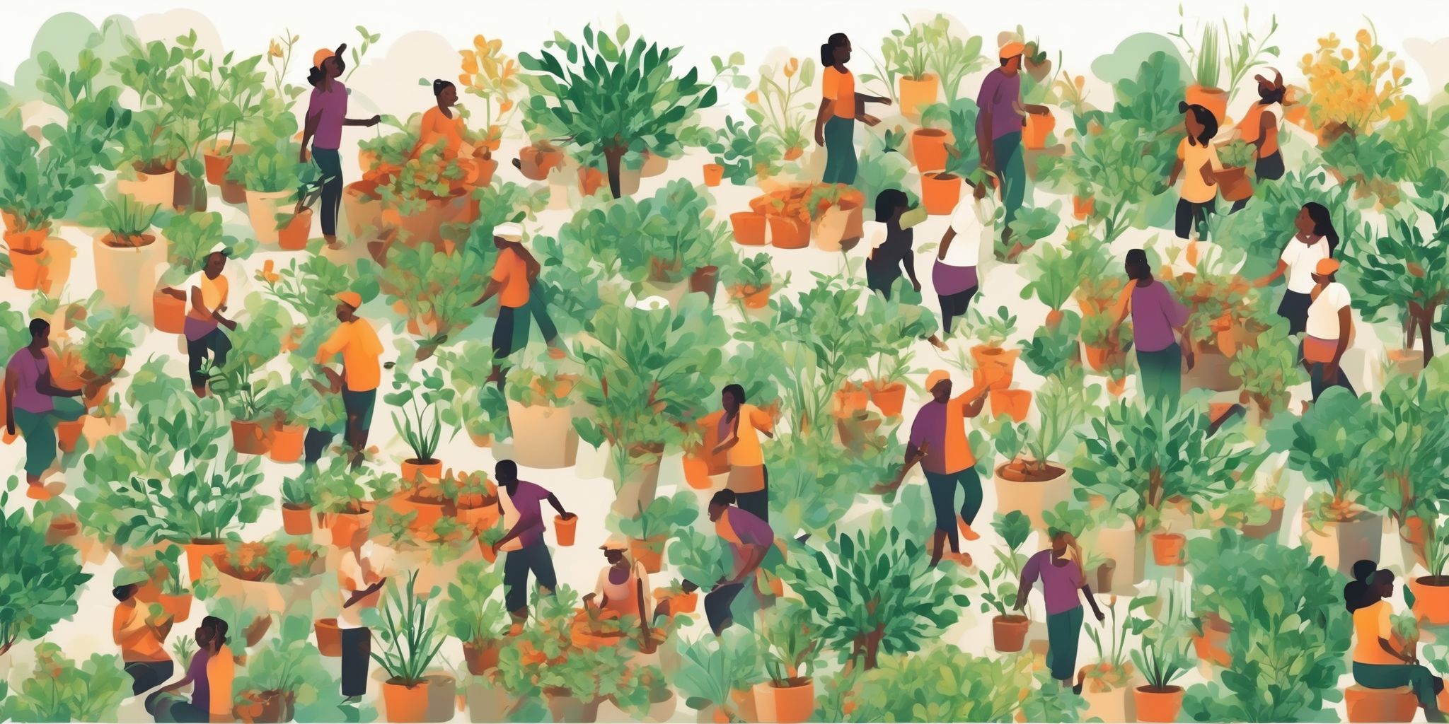 Community cultivation in illustration style with gradients and white background