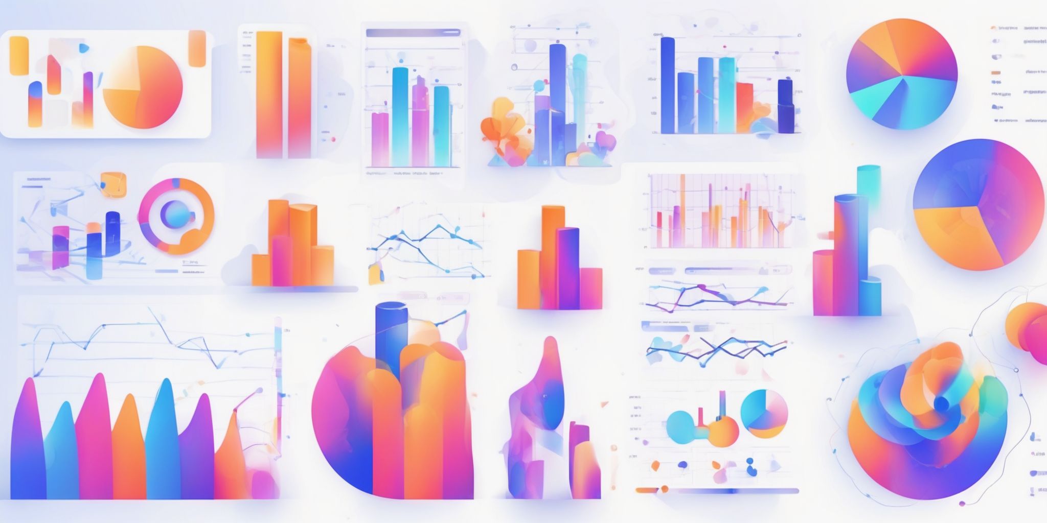 data analytics in illustration style with gradients and white background