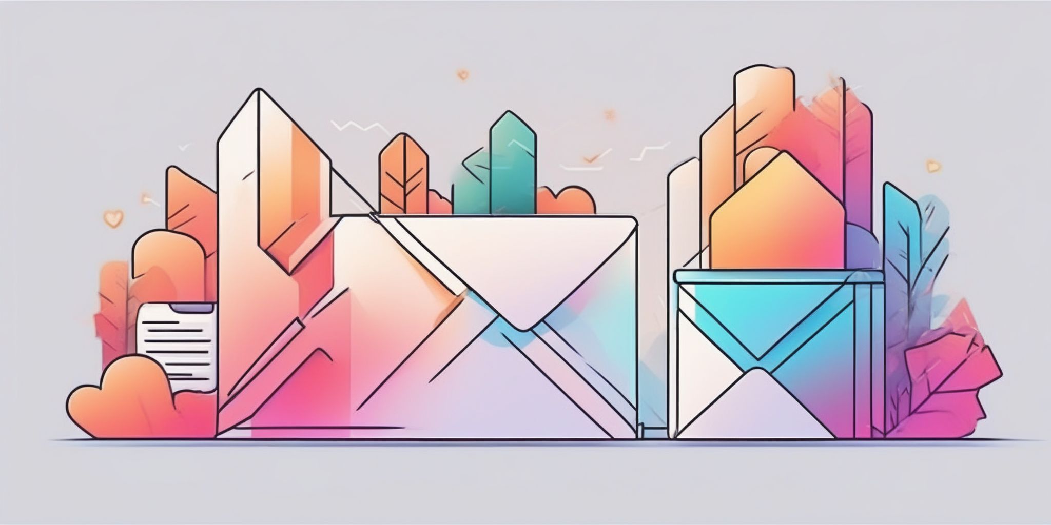 Inbox in illustration style with gradients and white background