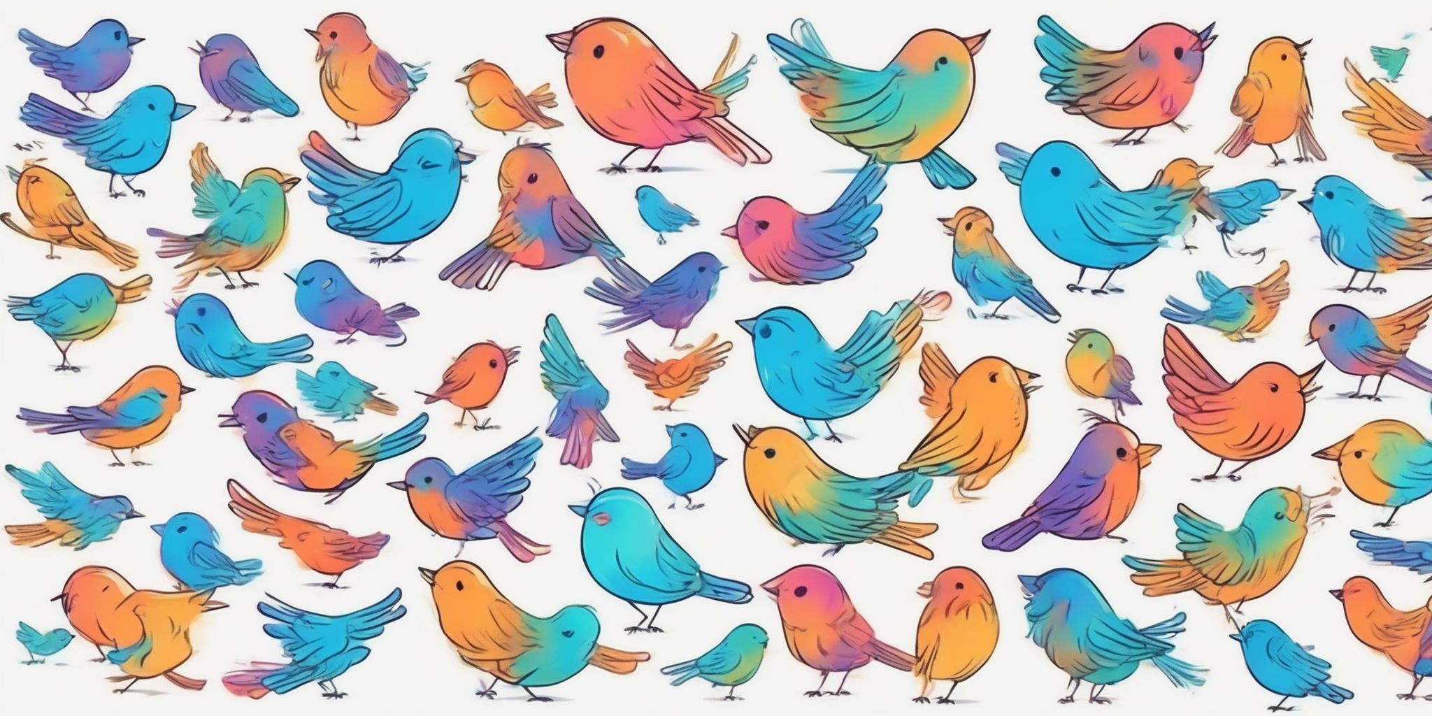 tweets in illustration style with gradients and white background