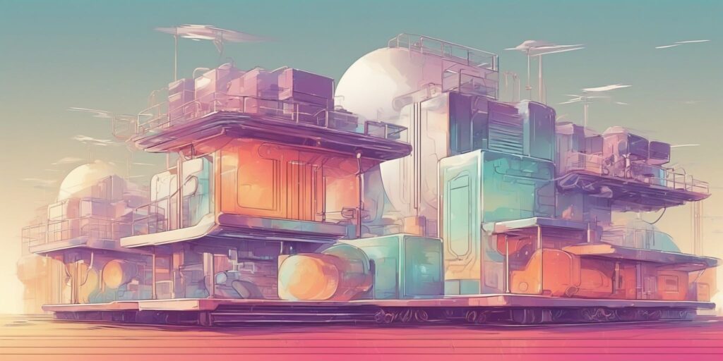 Platform in illustration style with gradients and white background