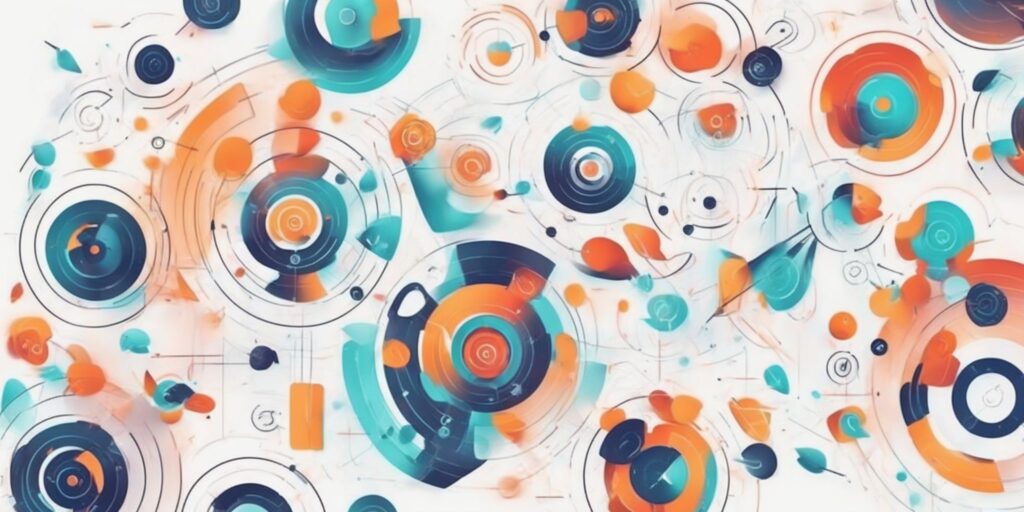 Targeting in illustration style with gradients and white background