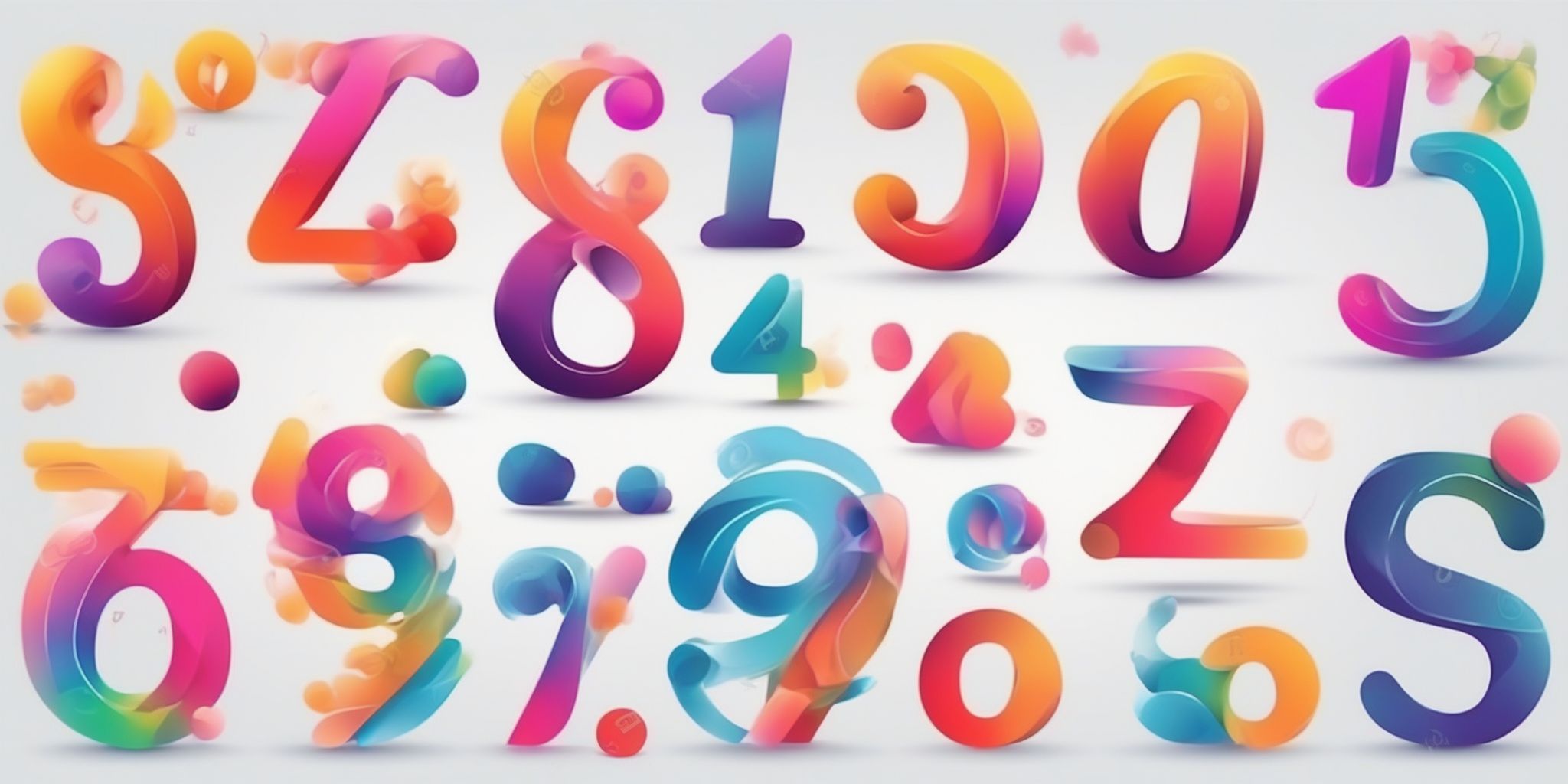 numbers in illustration style with gradients and white background