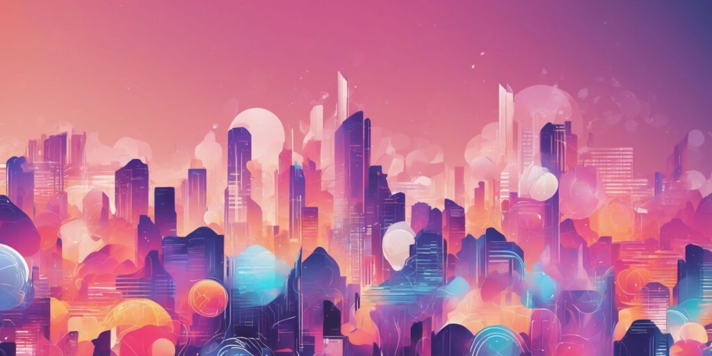 Digital display in illustration style with gradients and white background