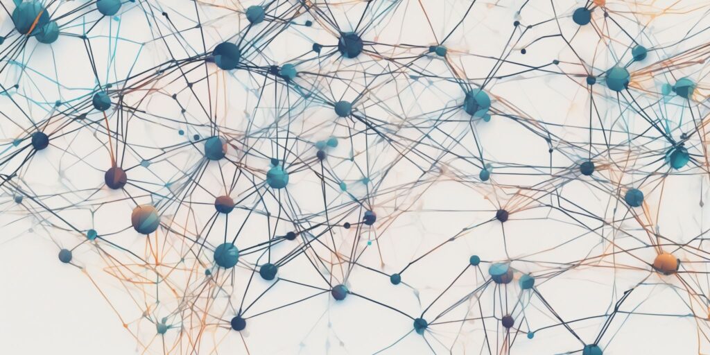 connections in illustration style with gradients and white background