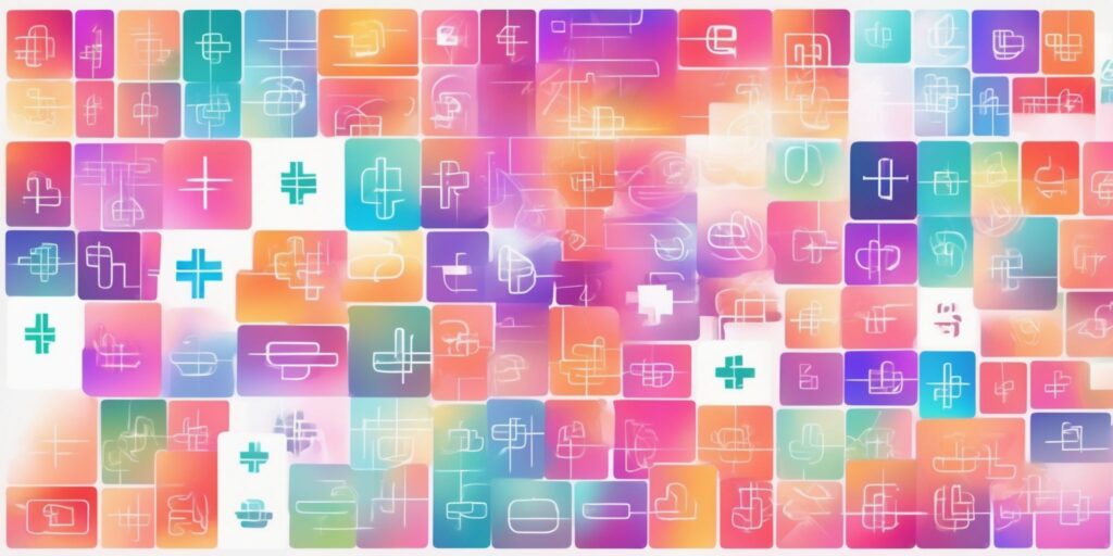 Hashtags in illustration style with gradients and white background