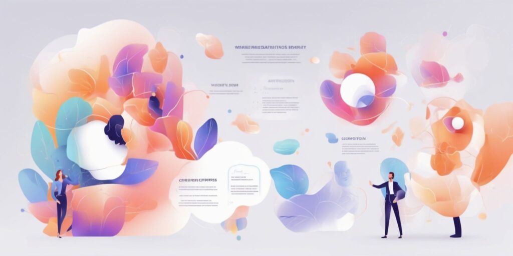 Testimonial in illustration style with gradients and white background