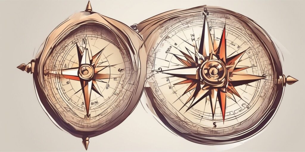Compass in illustration style with gradients and white background