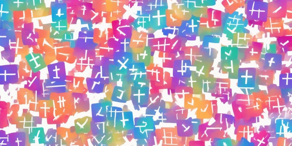 Hashtags in illustration style with gradients and white background