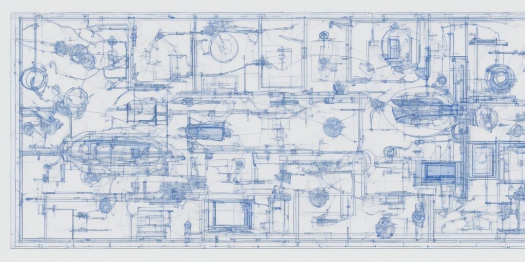 blueprint in illustration style with gradients and white background