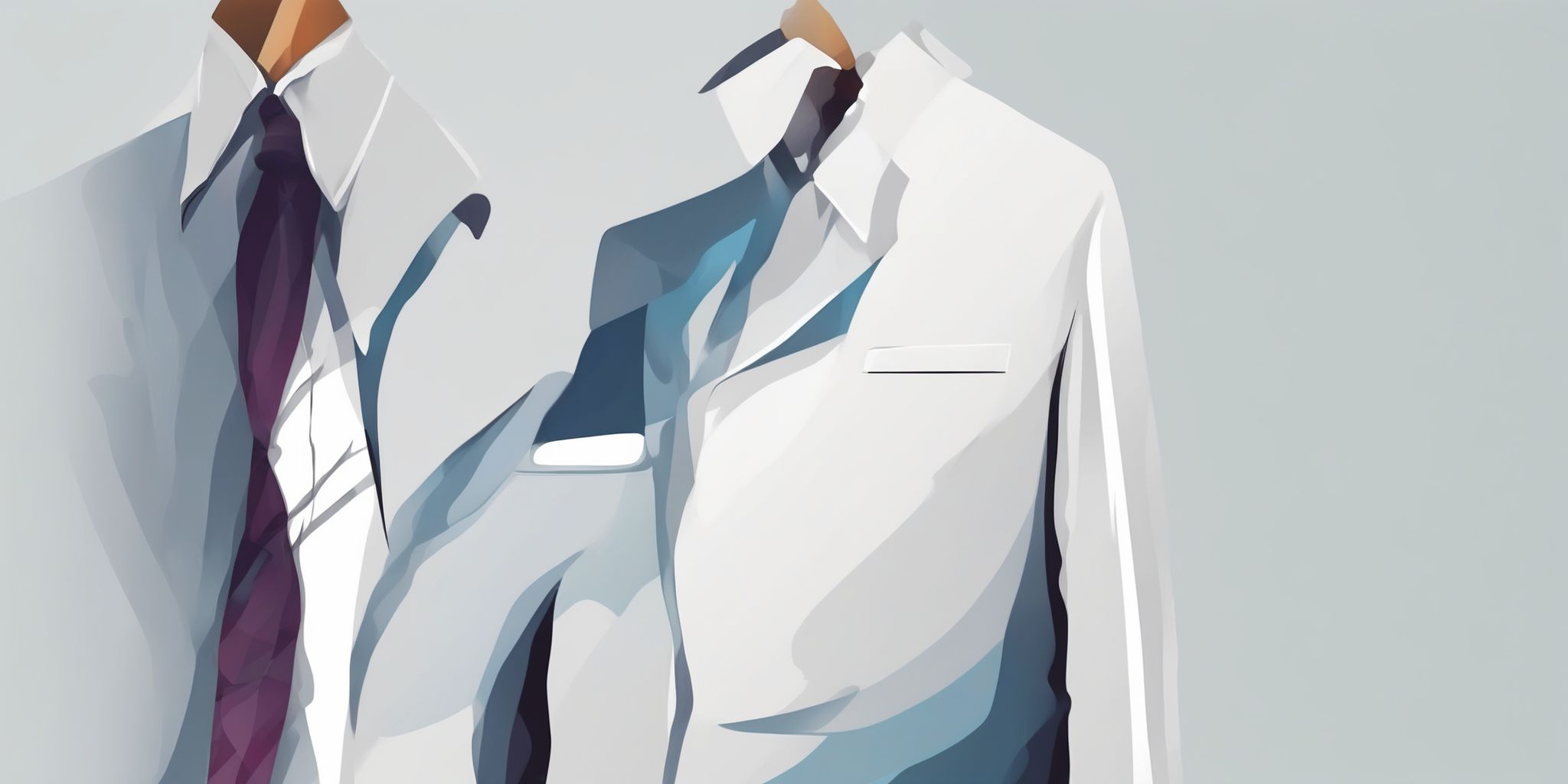 Suit and tie in illustration style with gradients and white background