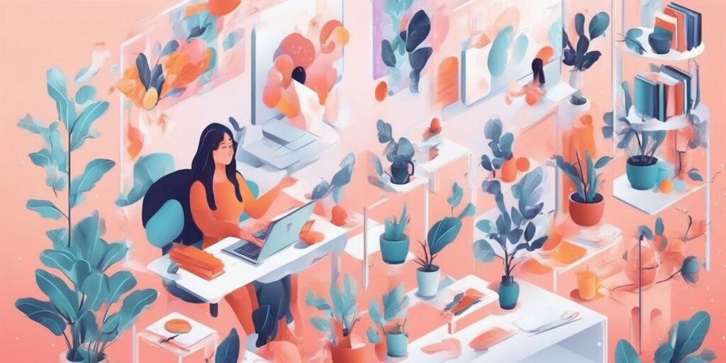 online course in illustration style with gradients and white background