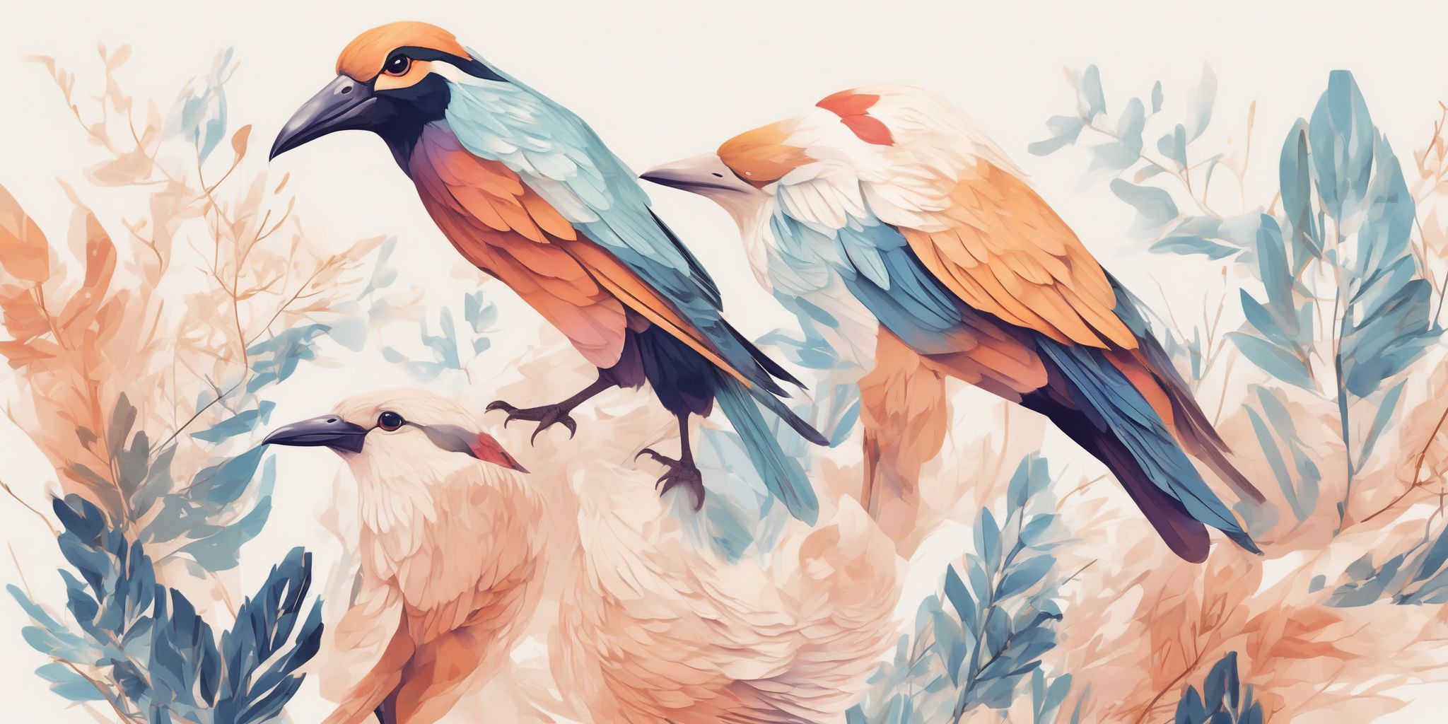 Avian branding in illustration style with gradients and white background