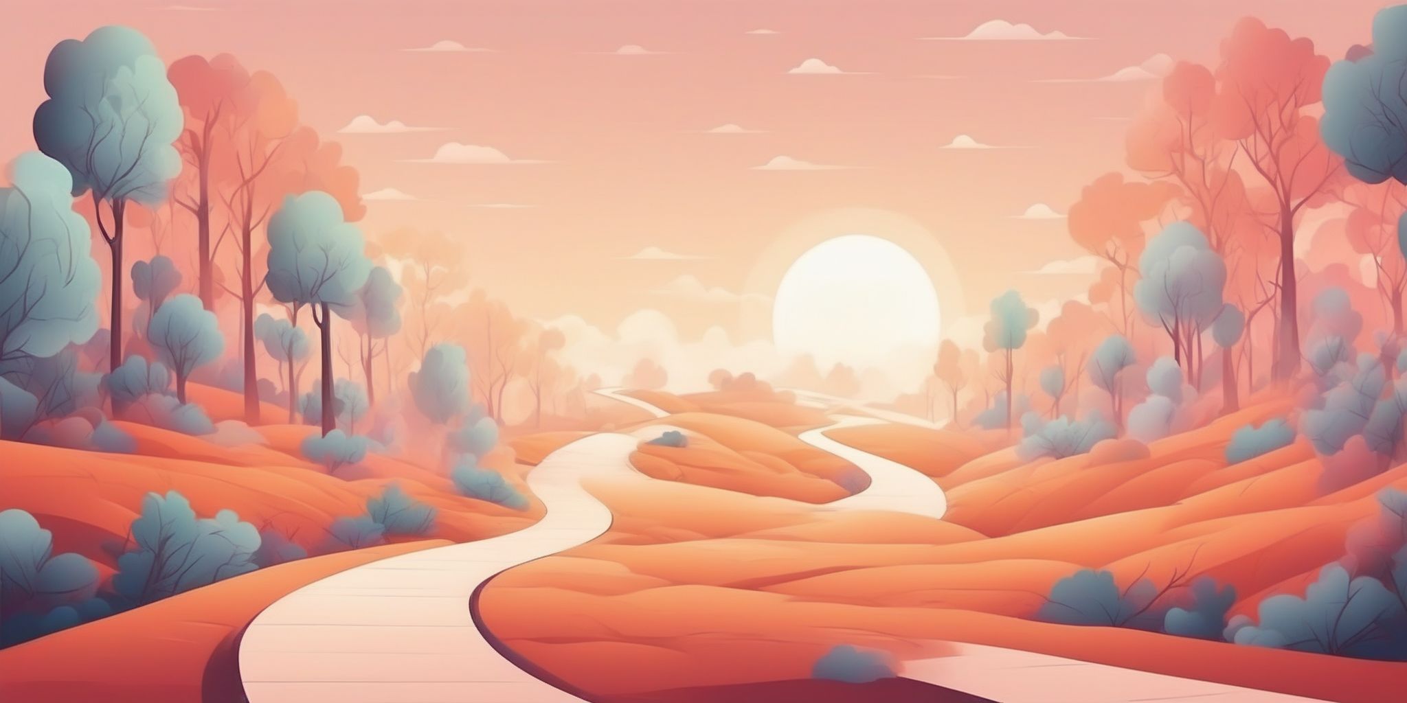 pathway in illustration style with gradients and white background