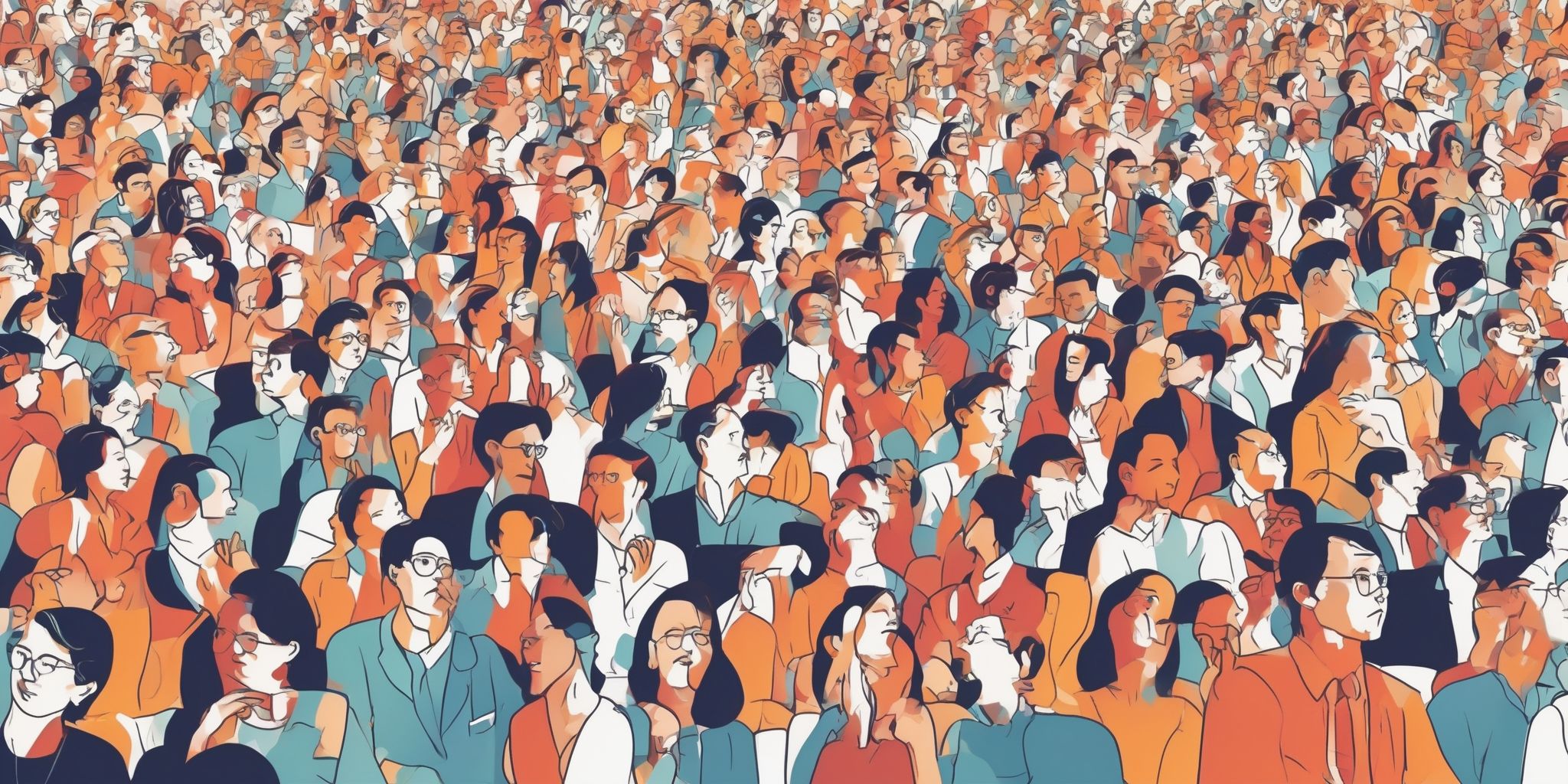 Audience in illustration style with gradients and white background