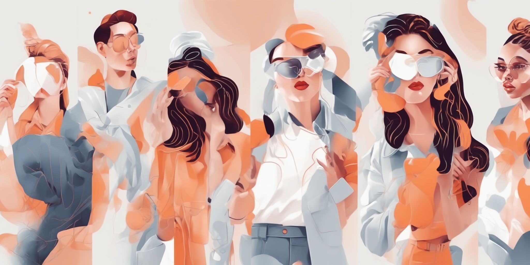 influencers in illustration style with gradients and white background