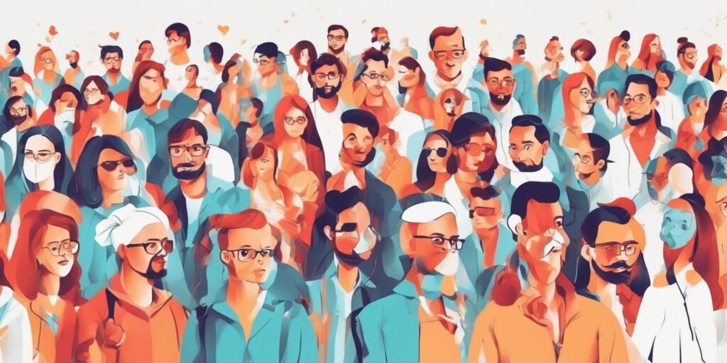 Followers in illustration style with gradients and white background