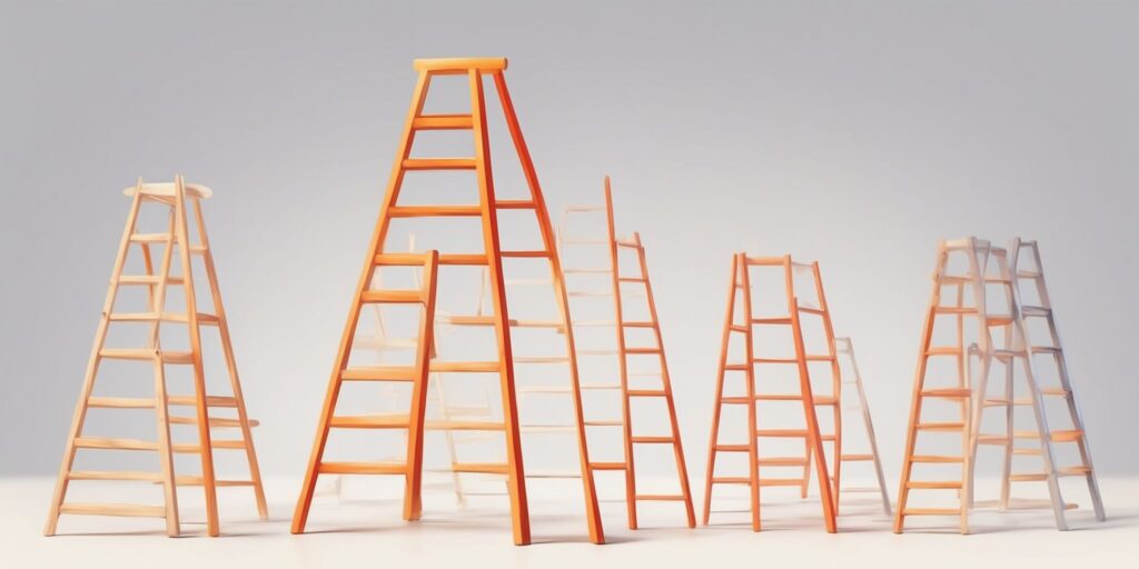 Ladder in illustration style with gradients and white background