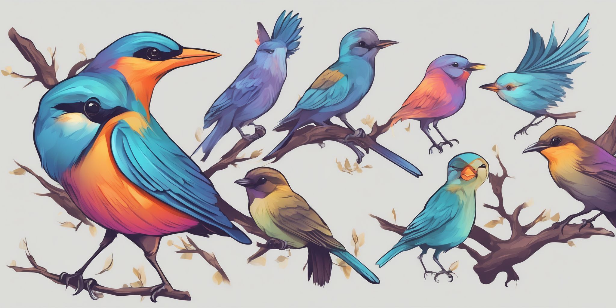 Twitter: Bird in illustration style with gradients and white background