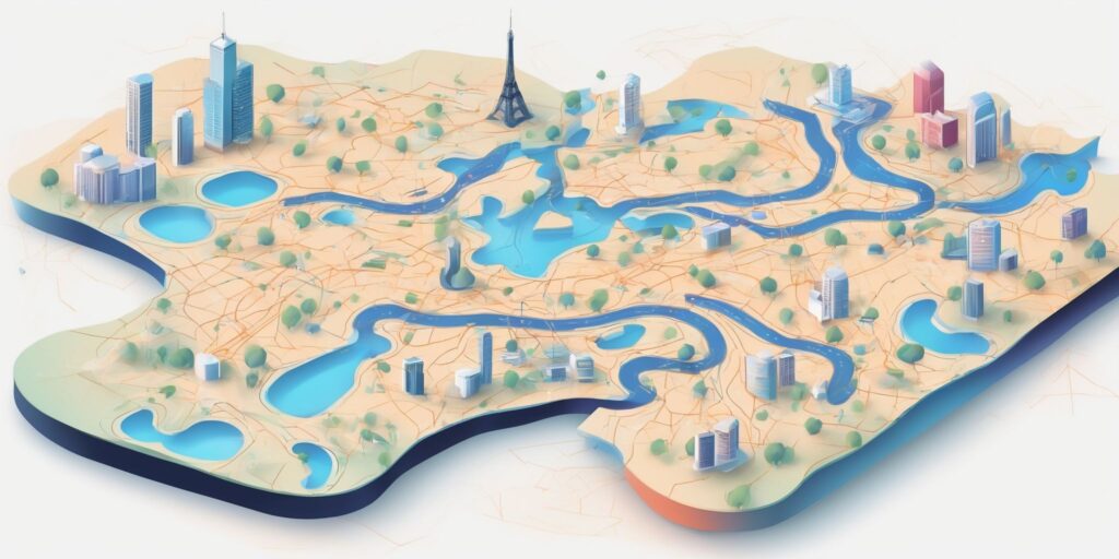 GPS in illustration style with gradients and white background