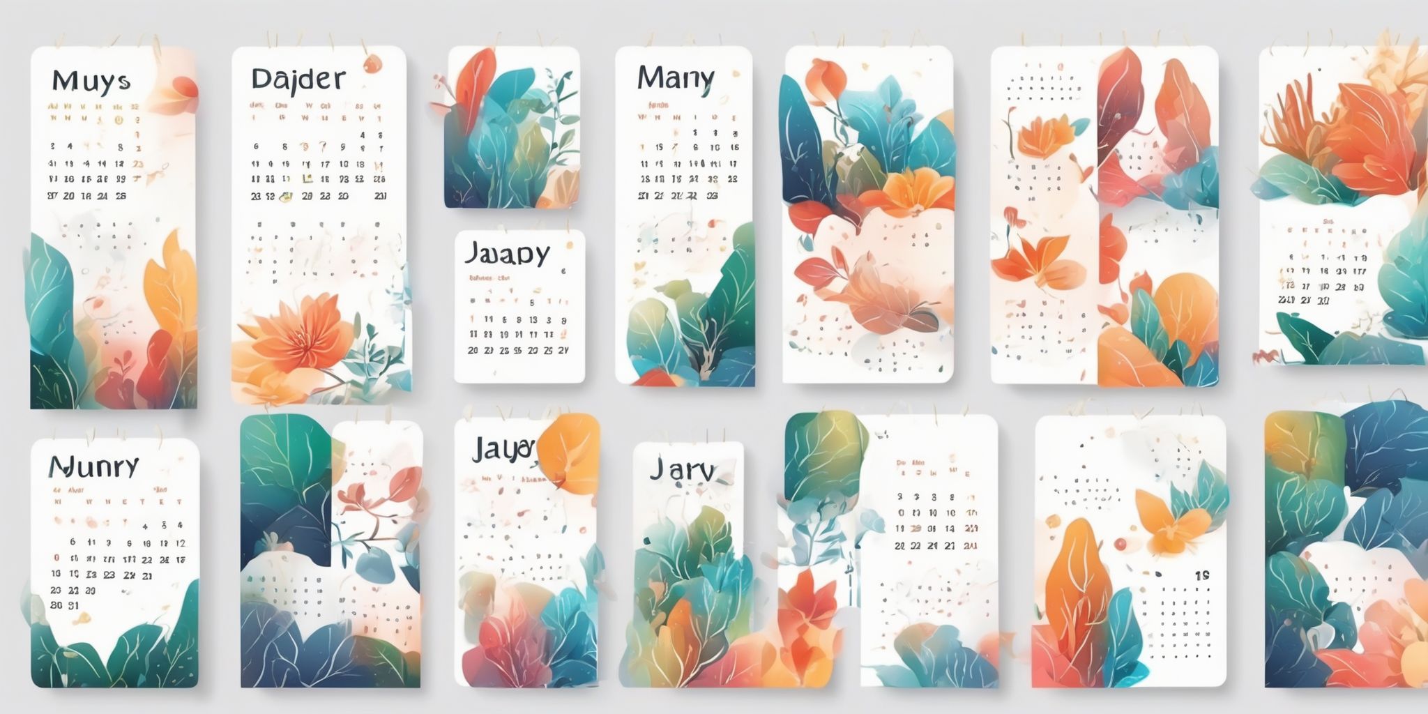 calendar in illustration style with gradients and white background