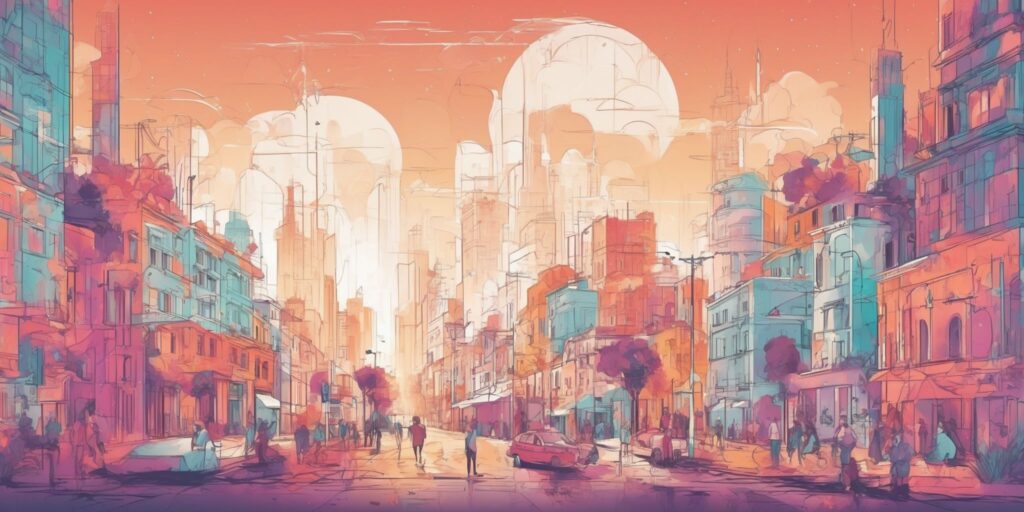 Conversions in illustration style with gradients and white background