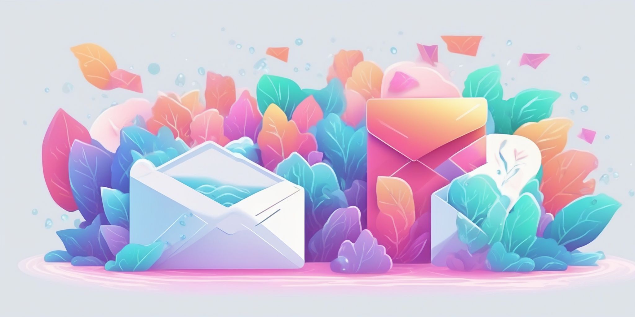 Flooded inbox in illustration style with gradients and white background