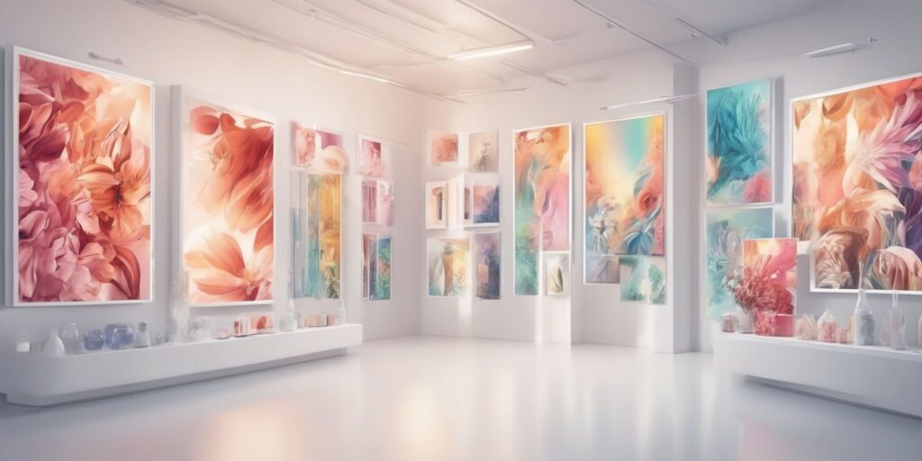 Ad gallery in illustration style with gradients and white background