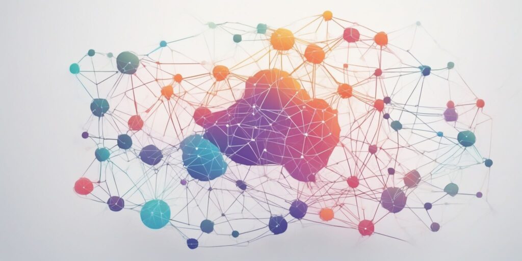connections in illustration style with gradients and white background