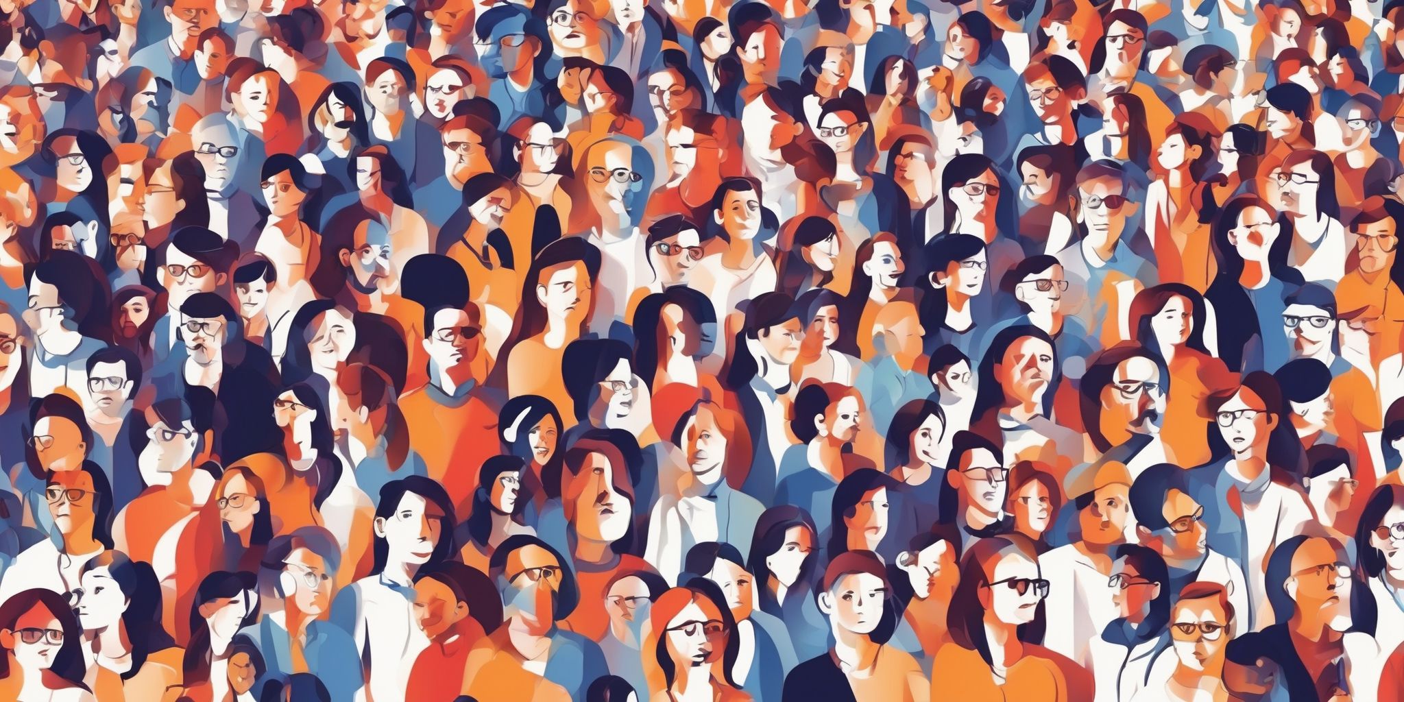 Crowd in illustration style with gradients and white background