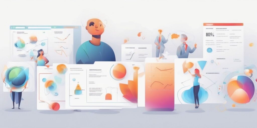 objectives in illustration style with gradients and white background