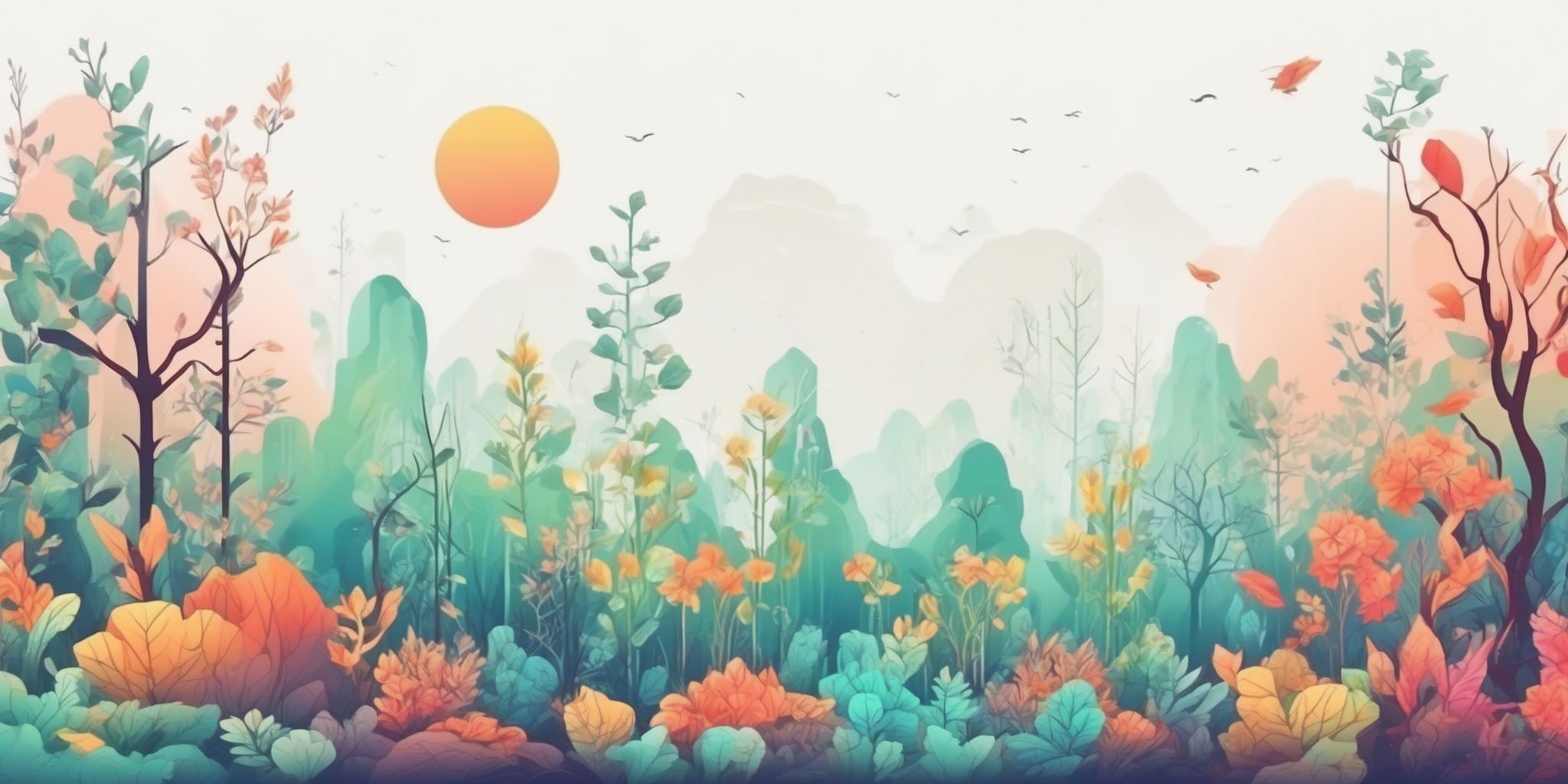 ecosystem in illustration style with gradients and white background