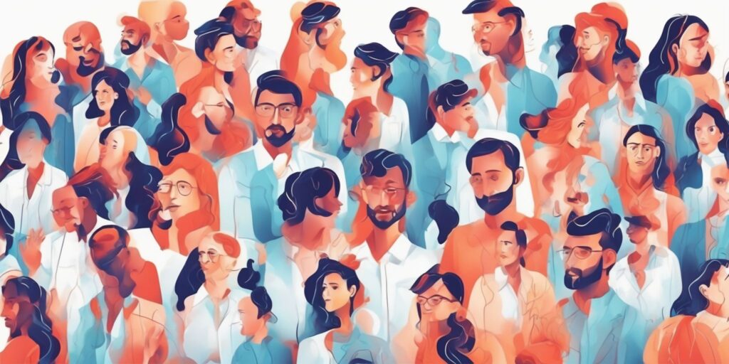 Followers in illustration style with gradients and white background