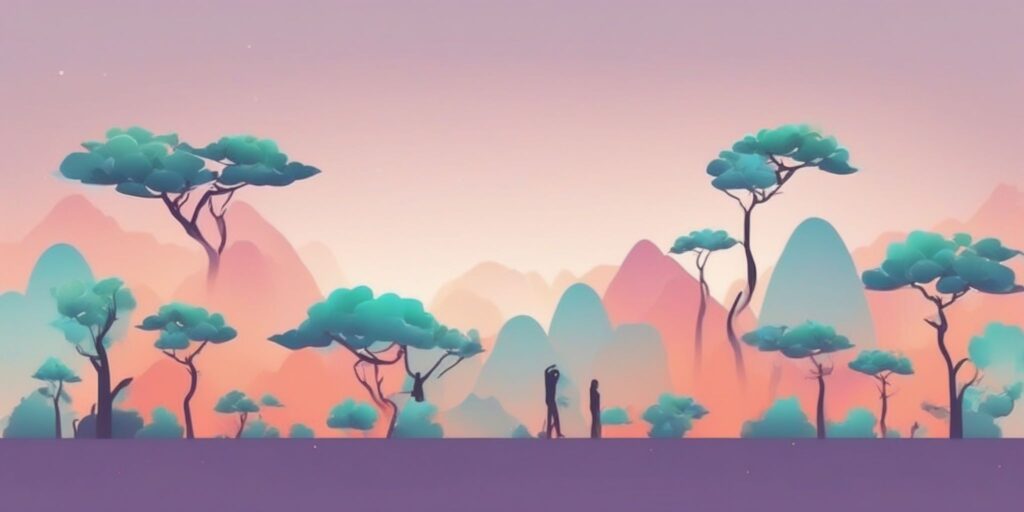 Reach in illustration style with gradients and white background