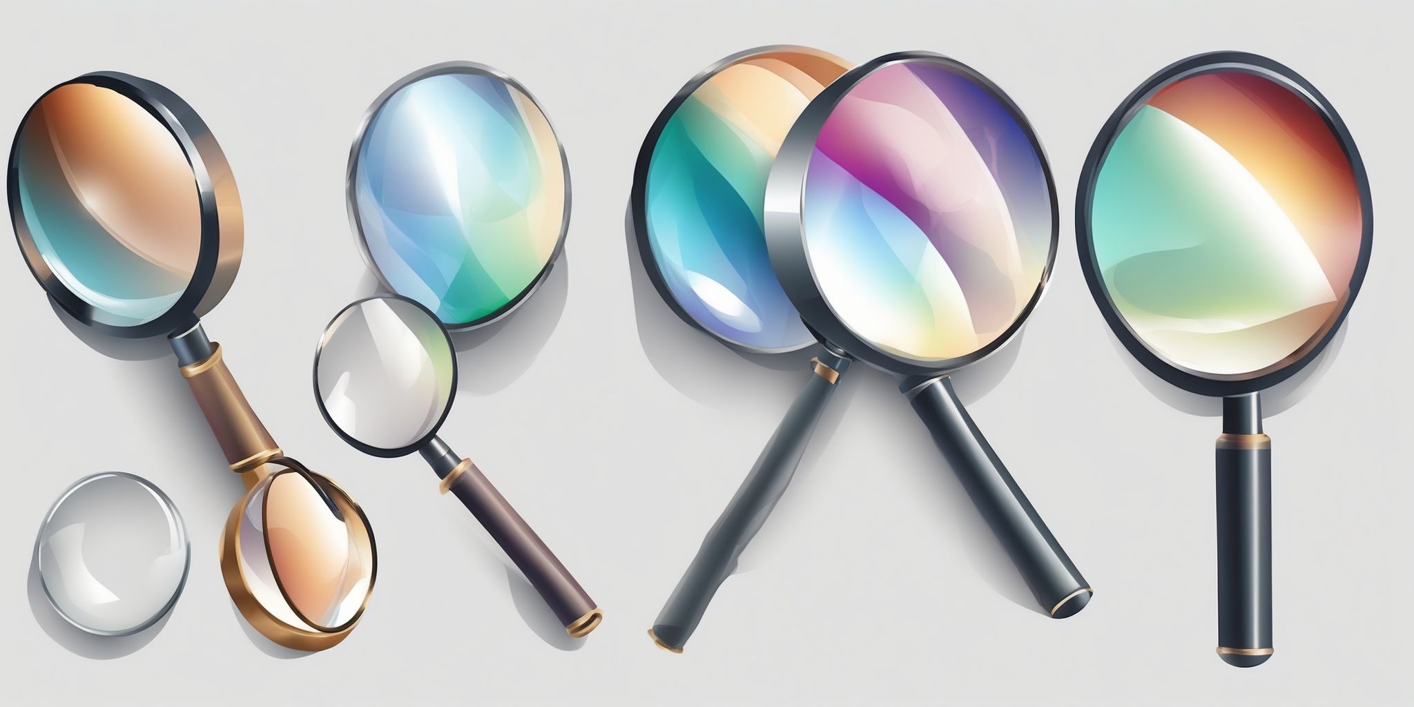 Magnifying glass in illustration style with gradients and white background