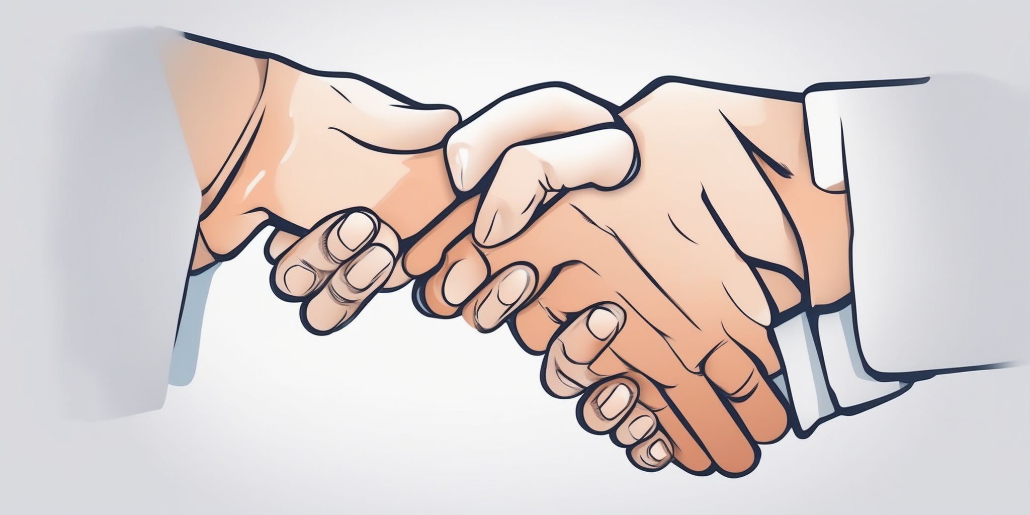 handshake in illustration style with gradients and white background