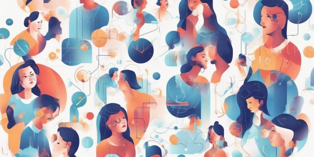 communication in illustration style with gradients and white background