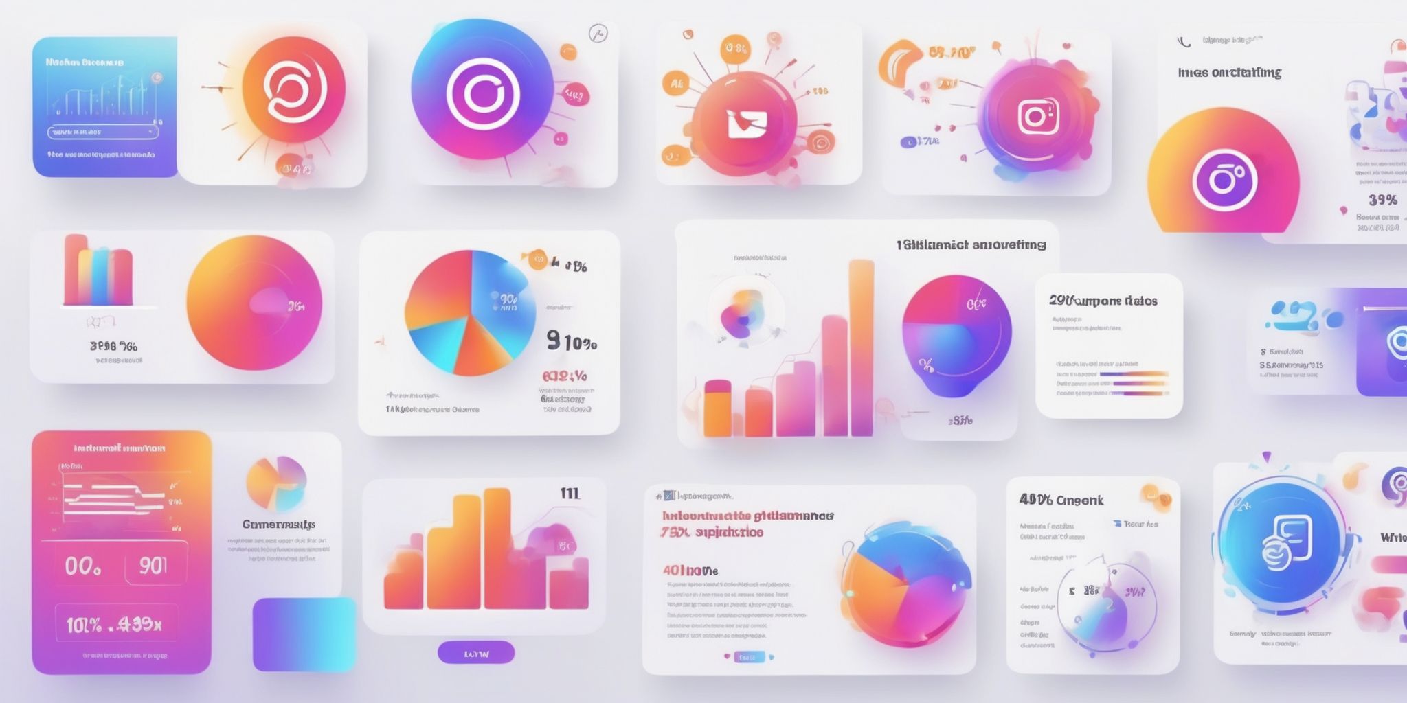 Instagram marketing statistics in illustration style with gradients and white background