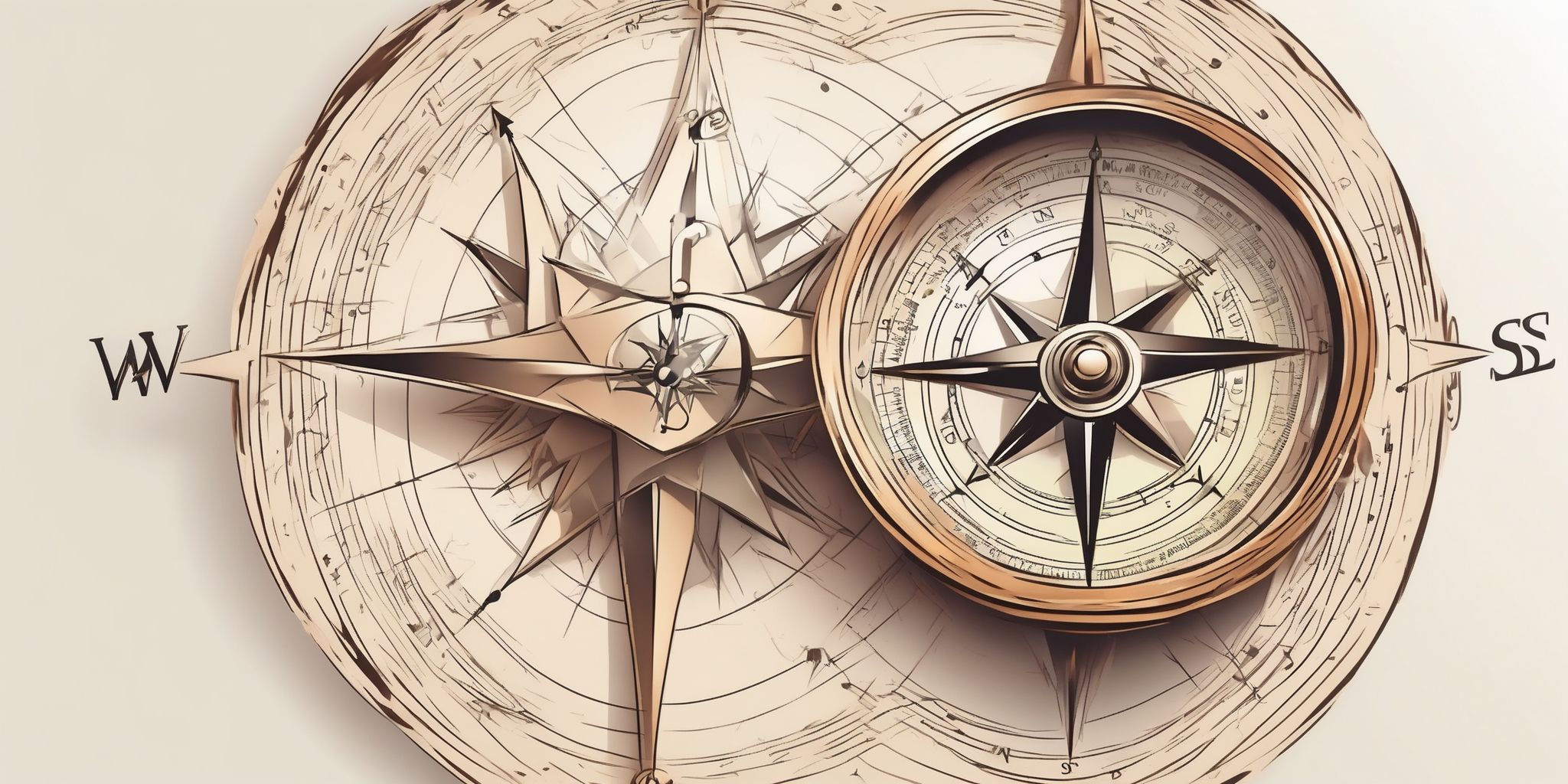 Compass in illustration style with gradients and white background