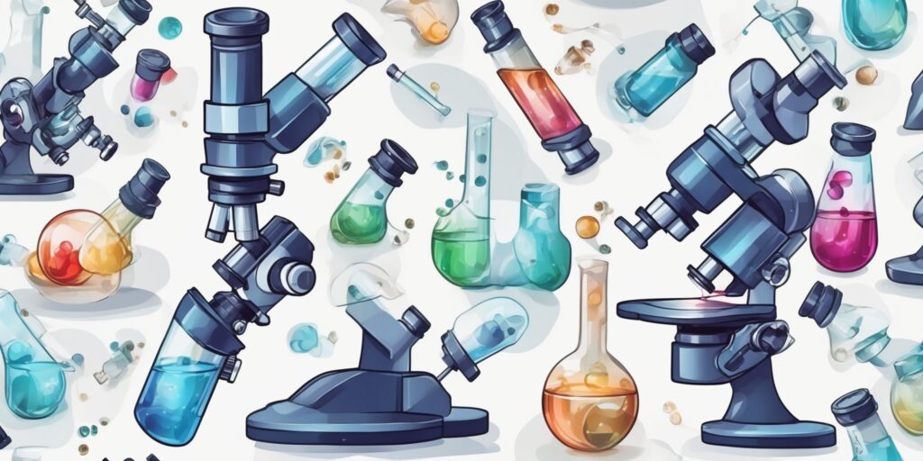 Microscope in illustration style with gradients and white background