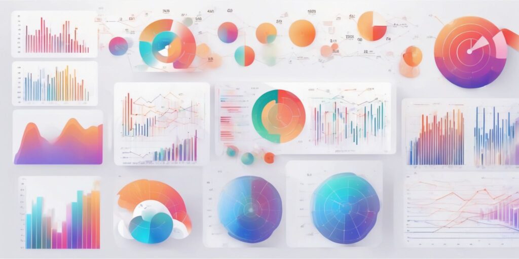 data in illustration style with gradients and white background