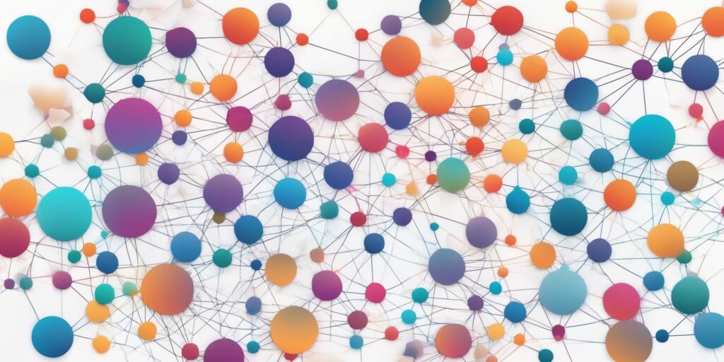 Network in illustration style with gradients and white background