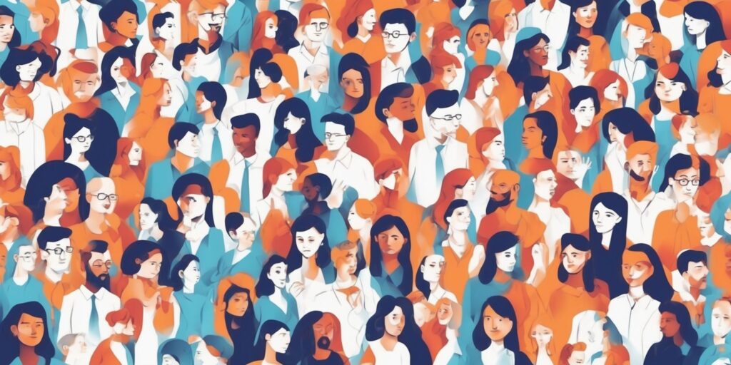 Followers in illustration style with gradients and white background